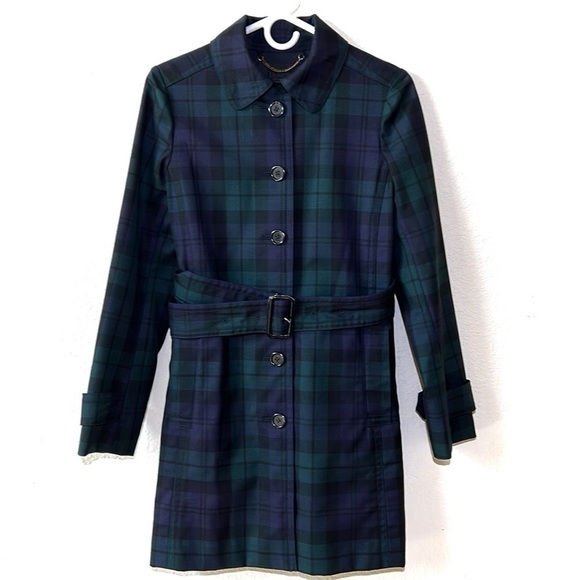 J Crew Collection Tartan Plaid Jacket Trench Coat wool - Picture 2 of 9